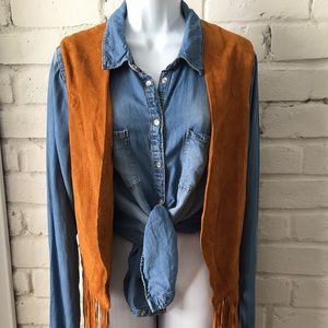 Women’s fringed suede vest